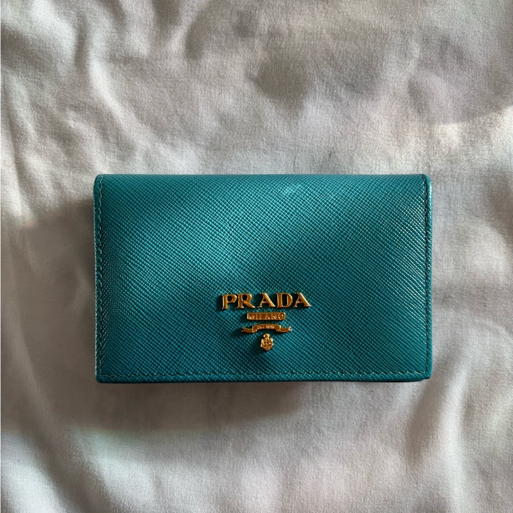 Prada blue card case